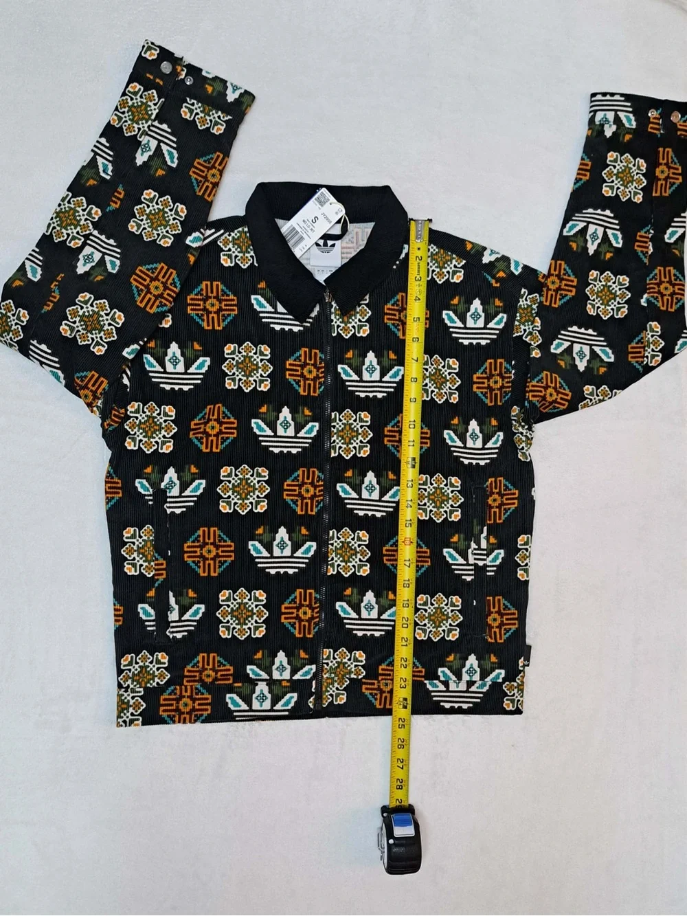 Adidas Monogram Allover Print Corduroy Coach Jacket - Men's size SMALL